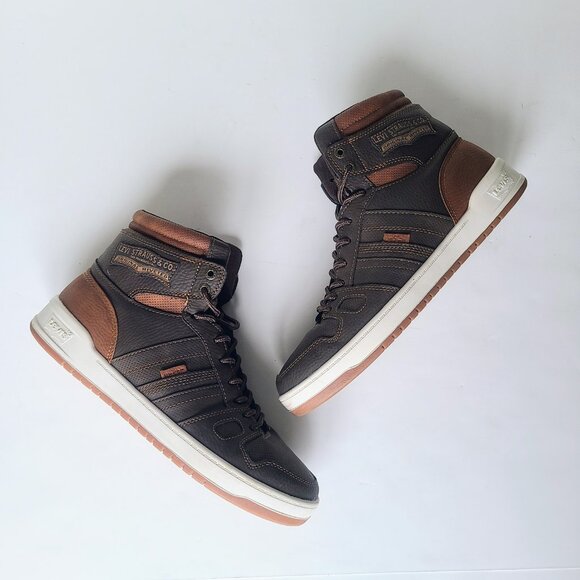 Levi's Levi Strauss 520 BB Hi Brown Leather High Top Sneakers Size 9 - Picture 12 of 12